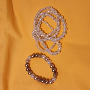 STOCKING STUFFER - Imitation pearls bracelets,  set of 2